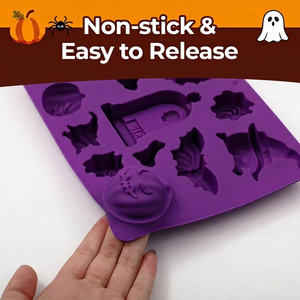 Moule à gâteau en silicone pour Halloween, antiadhésif, réutilisable, pour la cuisson, citrouille, chauve-souris, araignée, crâne, outil pour bonbons et chocolat - Product Image 2