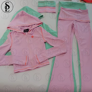 Set da 2 Pezzi a Tema Amore di San Valentino, Top con Zip e <span class=keywords><strong>Pantaloni</strong></span> Aderenti <span class=keywords><strong>Rosa</strong></span> Elasticizzati, Completo Casual Dolce - Product Image 5