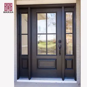 WANJIA Customized OEM ODM Latest Design Modern Wood Entry Door Paint Colors Solid Wood Front Door