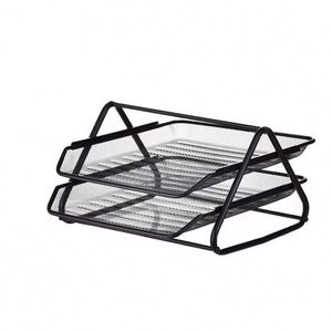 Stackable Iron Mesh Metal Office Desk <b>Organizer</b> with 2 Document Letter Trays <b>File</b> Tray Cabinet for Documents and <b>Files</b> - Product Image 2