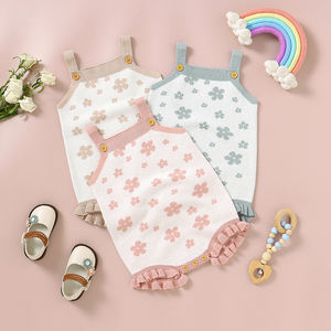 Mimixiong Offre Spéciale printemps été enfant en bas âge sans manches vêtements supérieurs nouveau-né bébé fleurs motif tricoté jarretelle pull - Product Image 3