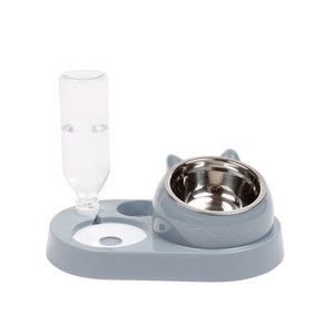 Stainless Steel 2 in 1 Combinations <b>Cat</b> Bowl Pet Double Bowl Pet <b>Feeder</b> Automatic <b>Cat</b> Drinking Fountain - Product Image 1