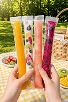 Eco-vriendelijke, voedselveilige, wegwerp PE plastic ijslollyzakjes met ritssluiting, DIY ijslollyvormpjes voor fruit smoothies, sap en yoghurt