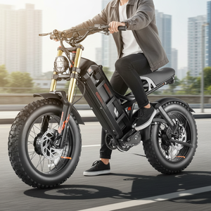 Eahora Romeo II, bicicleta eléctrica híbrida de acero, alta velocidad, suspensión completa, 26 '', neumáticos gruesos, frenos de disco hidráulicos, App Control Stock - Product Image 1