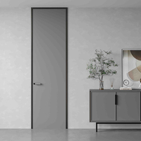 OEM ODM Panneau de porte en mélamine de haute qualité pour la décoration intérieure, porte en bois avec incrustations de bandes métalliques