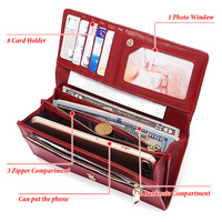 Portefeuille de voyage classique de luxe en cuir pour femme avec porte-cartes, protection RFID et doublure en polyester