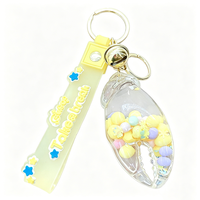 En gros, Pendentif porte-clés bateau à voile bleu à paillettes liquides, rempli d'huile, pour sac à dos, clés de voiture, cadeau