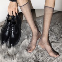 Chaussettes transparentes ultra-fines pour hommes, mi-mollet, antidérapantes avec semelle en silicone, pour tenue formelle, usage quotidien, chaussettes pour hommes