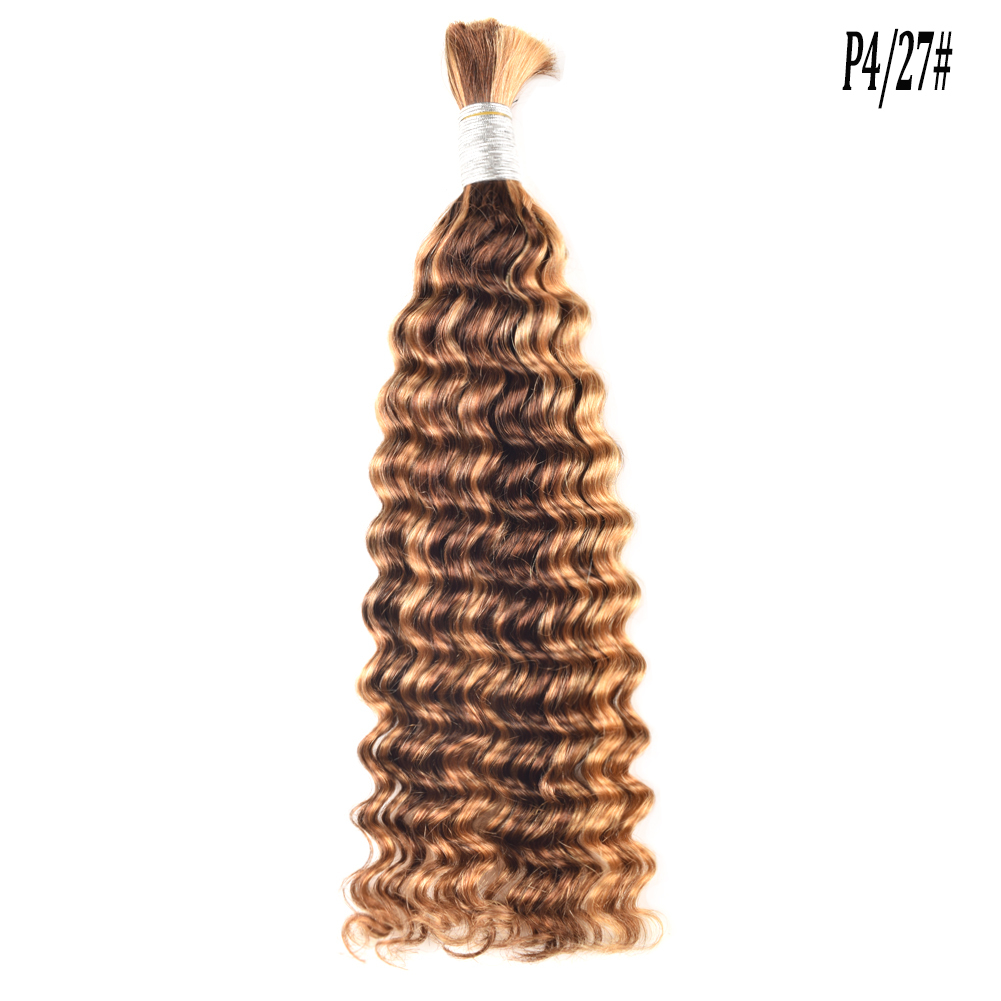 Wholesale Remy Blonde Raw INDIAN Curly Super Double Machine Weft Natural Crochet Deep Wave Bulk Human Hair Bundles Braiding Detail Section 7