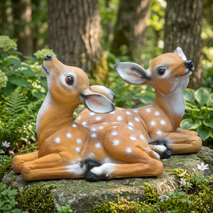 Assis bébé biche cerfs ensembles petite taille ornements de jardin décoratif renne Sculpture ferme pelouse décor approvisionnement pour noël - Product Image 1