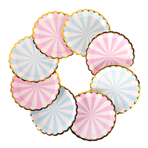 Plato de Papel Desechable de 7 Pulgadas para Fiestas de Cumpleaños y Bodas con Borde Dorado - Product Image 1