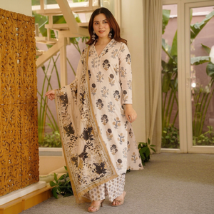 Ensemble Kurti et Palazzo imprimé pour femme, en coton lourd indien et pakistanais, avec dupatta imprimée, idéal pour le bureau, les fêtes ou les occasions décontractées, séchage rapide - Product Image 1