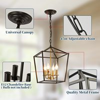 Amerikanischer Stil Gold-Schwarz Käfig Messing Kronleuchter Pendelleuchte E26 Großhandel Hängelampe Elegantes Laternen-Design für Wohnraumdekoration