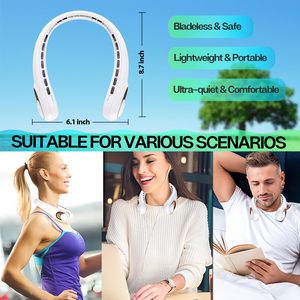 New Design Foldable LED Digital Display Outdoor Rechargeable Air Cooling Portable Bladeless Neck Fan with <b>Three</b> Speed - Product Image 6
