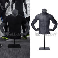 Mannequin Torse Masculin Premium NI-6, Mannequin Demi-Corps Musclé en Fibre de Verre pour Vitrine de Magasin de Vêtements de Sport
