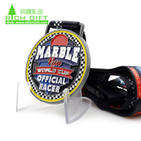 Médaille de sport en alliage de zinc durable personnalisée avec ruban imprimé par sublimation, design 100% personnalisé pour les trophées, médailles et plaques