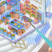 4pcs 3D Sticker Scene Set, DIY 3D House Stickers, Sticker Scenes for Adults Kids Gifts to Make Own Mini Room Sticker Book diy
