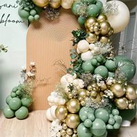 YACHEN Kit de guirlande d'arche de ballons en latex vert, blanc et or de 146 pièces pour anniversaire, fête prénatale, révélation de sexe, mariage, décoration de fête