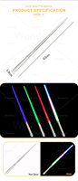 Sabre laser LED de 71 cm avec poignée argentée en plastique, jouet pour enfants, idéal pour le cosplay, les événements thématiques, les fêtes costumées et les spectacles sur scène