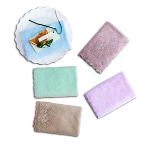 Edgeless Microfiber Kitchen Towel Wholesale Blank Solid Color Soft Coral Velvet Absorbent Cleaning Kitchen Towel