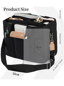 Bolso Tote de Lona para Mujer FIORETTO, con Cierre, Estampado a Rayas, Múltiples Compartimentos, Base Reforzada, Tamaño Grande, para el Trabajo, la Biblia o <span class=keywords><strong>Viajes</strong></span> - Product Image 2