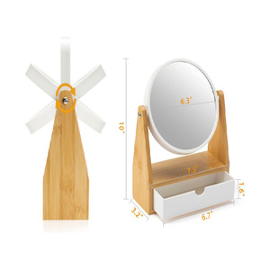 <span class=keywords><strong>Miroir</strong></span> de maquillage avec support en bambou naturel, <span class=keywords><strong>miroir</strong></span> grossissant double face 1X/3X avec tiroir - Product Image 2