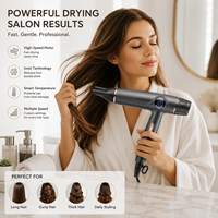 Sèche-cheveux de voyage 1600W, séchage rapide, pliable, faible niveau sonore, air froid avec diffuseur, léger