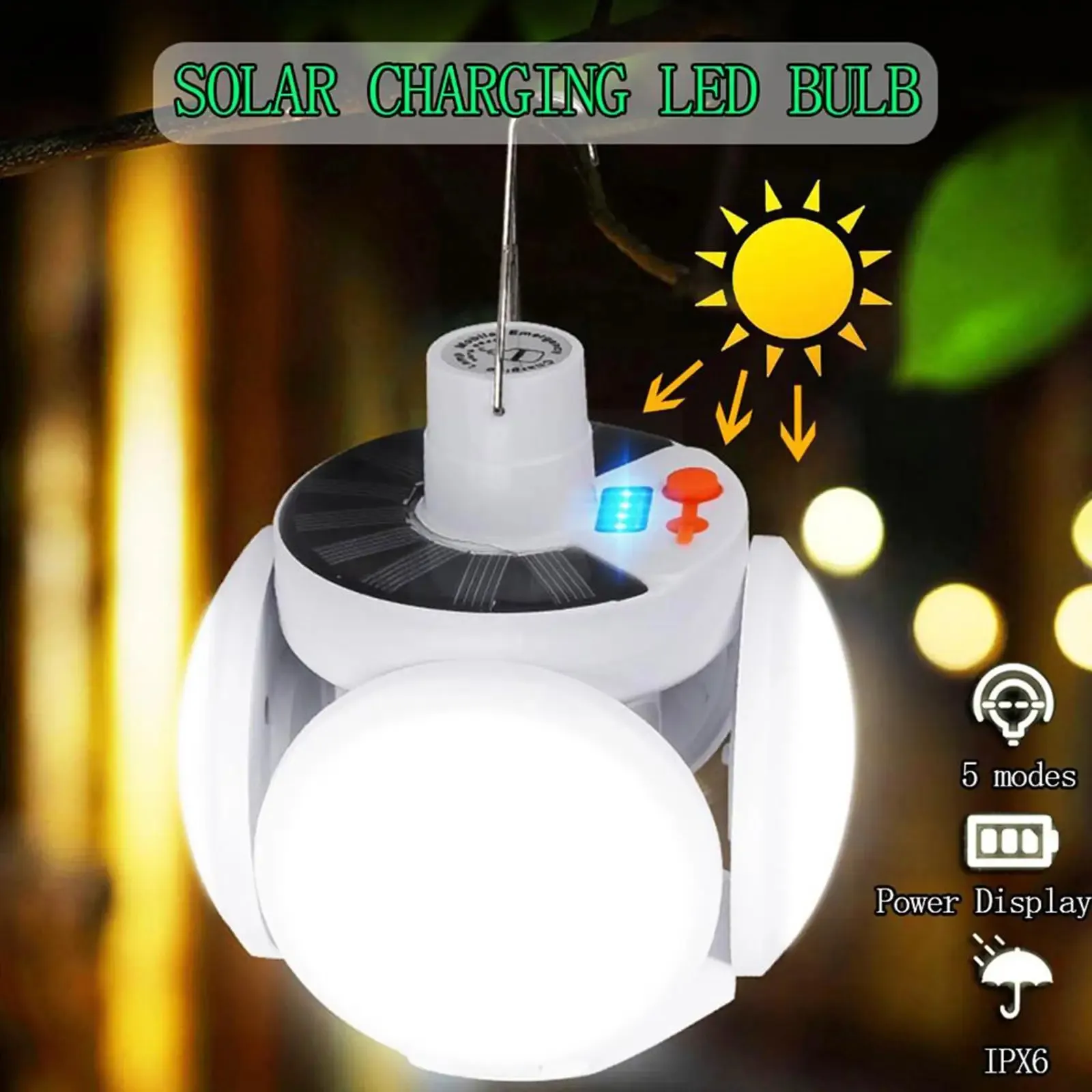 Arbeits licht hängen Zelt lampen Tragbare Fußball-Solar birne Multifunktions-faltbare USB-Solar-LED-Leuchte Wiederauf ladbare Camping laternen