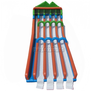 Toboggan gonflable géant en PVC pour aire de jeux commerciale, toboggan aquatique gonflable à quatre voies <span class=keywords><strong>avec</strong></span> certification CE pour parcs d'attractions en plein air - Product Image 2