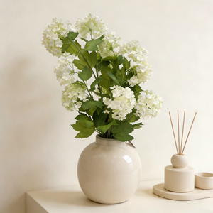 Planta de Hortensia Artificial, Lobularia <span class=keywords><strong>Maritima</strong></span> Artificial en Maceta de Cerámica con Acabado Esmaltado, Arbusto Realista con Flores para Decoración de Interiores - Product Image 1