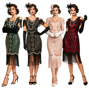 <span class=keywords><strong>Robe</strong></span> <span class=keywords><strong>de</strong></span> soirée à paillettes pour femmes, style vintage, col en V, franges, <span class=keywords><strong>robe</strong></span> <span class=keywords><strong>de</strong></span> <span class=keywords><strong>cocktail</strong></span>, <span class=keywords><strong>longueur</strong></span> genou, polyester - Product Image 1
