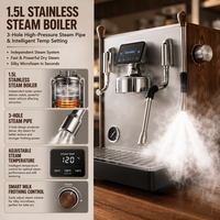 Machine à café expresso commerciale électrique à double chaudière, avec jauge de température, mousseur à lait, réservoir d'eau et dosage de poudre de café