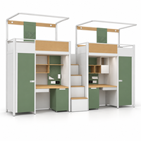 Lit superposé modulaire contemporain en métal pour étudiants avec bureau et armoire pour dortoir scolaire, auberge