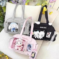 Sac bowling pour femme avec fermeture éclair et doublure en polyester, motif poupée chibi anime, mignon et polyvalent, sac à bandoulière et sous le bras