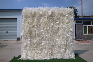 Airy Textured Silk Flower <b>Wall</b> <b>Panel</b> In Pure White For Wedding Commercial Space Layout Arrangement - Product Image 4