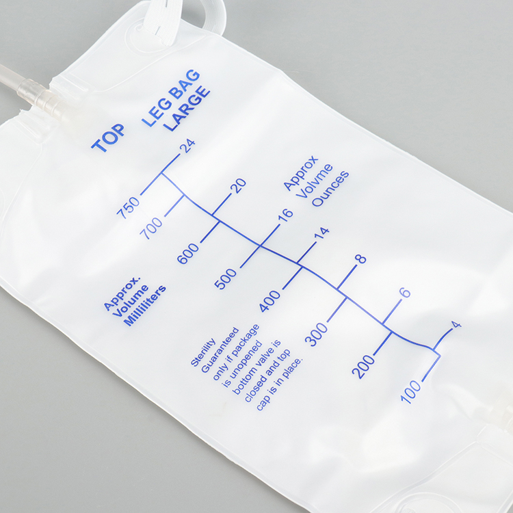 Bolsa de orina de pierna desechable portátil médica para adultos de 500 ml 750 ml para hombres y mujeres
