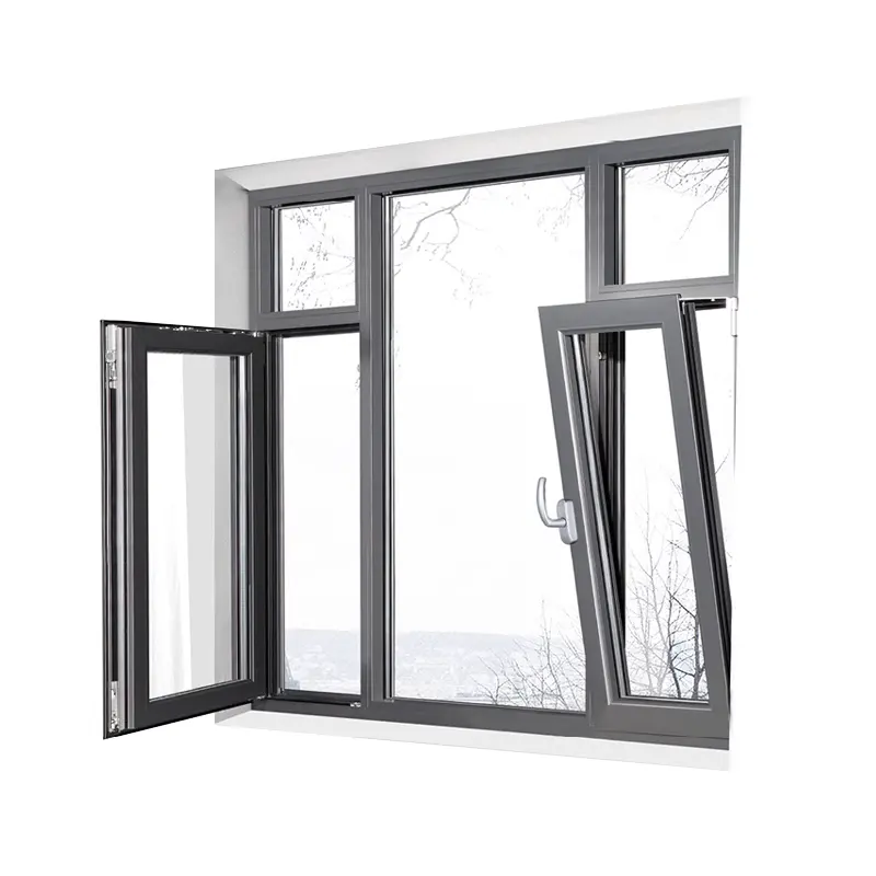 नवीनतम डिजाइन फ्रेमलेस ग्लास एल आकार खिड़की तूफान प्रभाव बगीचे खिड़की एल्यूमीनियम मिश्र धातु खिड़की