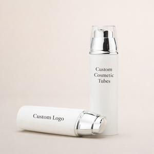 <span class=keywords><strong>Tube</strong></span> cosmétique ovale blanc brillant de 30 ml avec pompe sans air et capuchon argenté électroplaqué, emballage de <span class=keywords><strong>tube</strong></span> non scellé imprimé sur mesure - Product Image 3