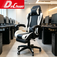 Chaise de bureau ergonomique robuste de style racing avec dossier inclinable et repose-pieds extractible pour le bureau à domicile