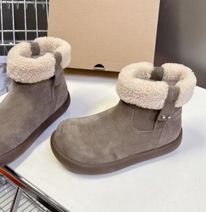 Bottes de neige Lady Teddy à cheveux bouclés avec rembourrage pour plus de chaleur, semelle épaisse, design à bordure surélevée et doublure en fourrure d'agneau, bottes courtes, coton - Product Image 5