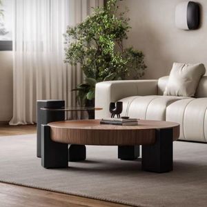 Set di Tavolini da Tè di Lusso in Stile Cinese Moderno, <span class=keywords><strong>Design</strong></span> Semplice con Piano in <span class=keywords><strong>Vetro</strong></span> e Cassetto per Soggiorno - Product Image 4