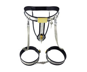 Ceinture de chasteté en forme de T en acier Jouets sexuels pour adultes Collier SM Anneau de bite Cage à bite Produits sexuels - Product Image 1