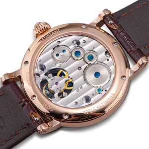Relojes mecánicos de NEGOCIOS DE HOMBRE tourbillon con calendario y caja de acero inoxidable personalizados
