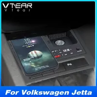 Station d'accueil Vtear avec chargeur sans fil, allume-cigare, pièces de décoration intérieure, accessoires auto pour Volkswagen Jetta MK6 2012-2014