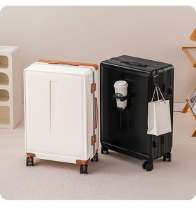 Wholesale Wide Telescopic Handle Luggage Multi-functional Aluminum Frame Suitcase <strong>PC</strong> Material Cup Holder Hassle-free Trips - Product Image 6