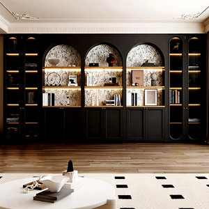 Customizable Design Laminated Board Living Room Furniture Living Room <strong>Bookcase</strong> Wine <strong>Cabinet</strong>, Display <strong>Cabinet</strong> with LED Lighting - Product Image 3