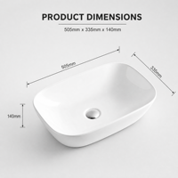 Lavabo vasque en céramique moderne de 20 pouces avec égouttoir, blanc, rectangulaire, capacité 9L, pour salles de bain d'hôtels et d'appartements