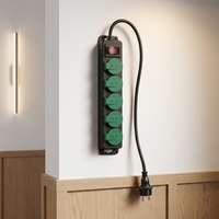 Multiprise robuste 5 ou 4 voies, personnalisable, étanche, avec prises EU, câble d'extension extérieur rétractable en caoutchouc