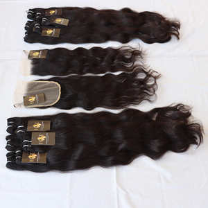 Cheveux vierges indiens bruts 4x45x56x67x7 Fermeture de dentelle HD transparente Cheveux vierges à cuticule alignée 13x413x6 Paquets de dentelle frontale Hd - Product Image 4