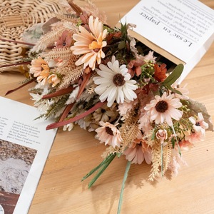 Bouquet de fleurs artificielles Naihui en tissu tissé rose, décoration d'intérieur, accessoires de mariage CF01357 - Product Image 2